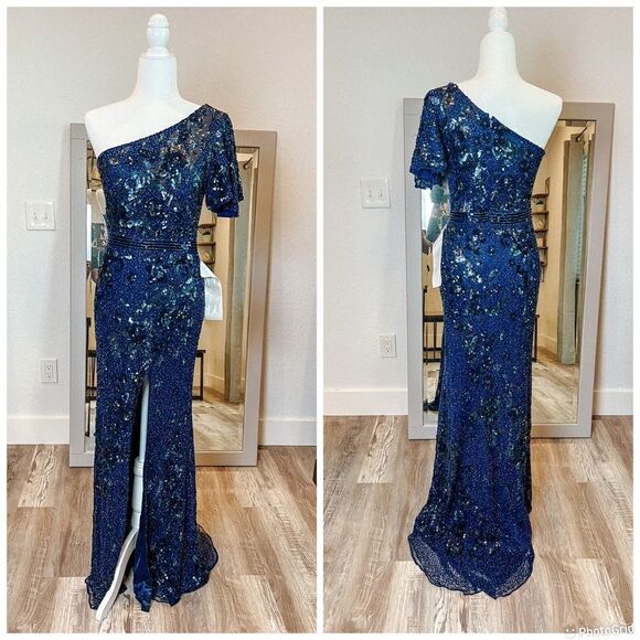 NEW MAC DUGGAL SEQUINED ONE SHOULDER EVENING GOWN - Picture 12 of 13